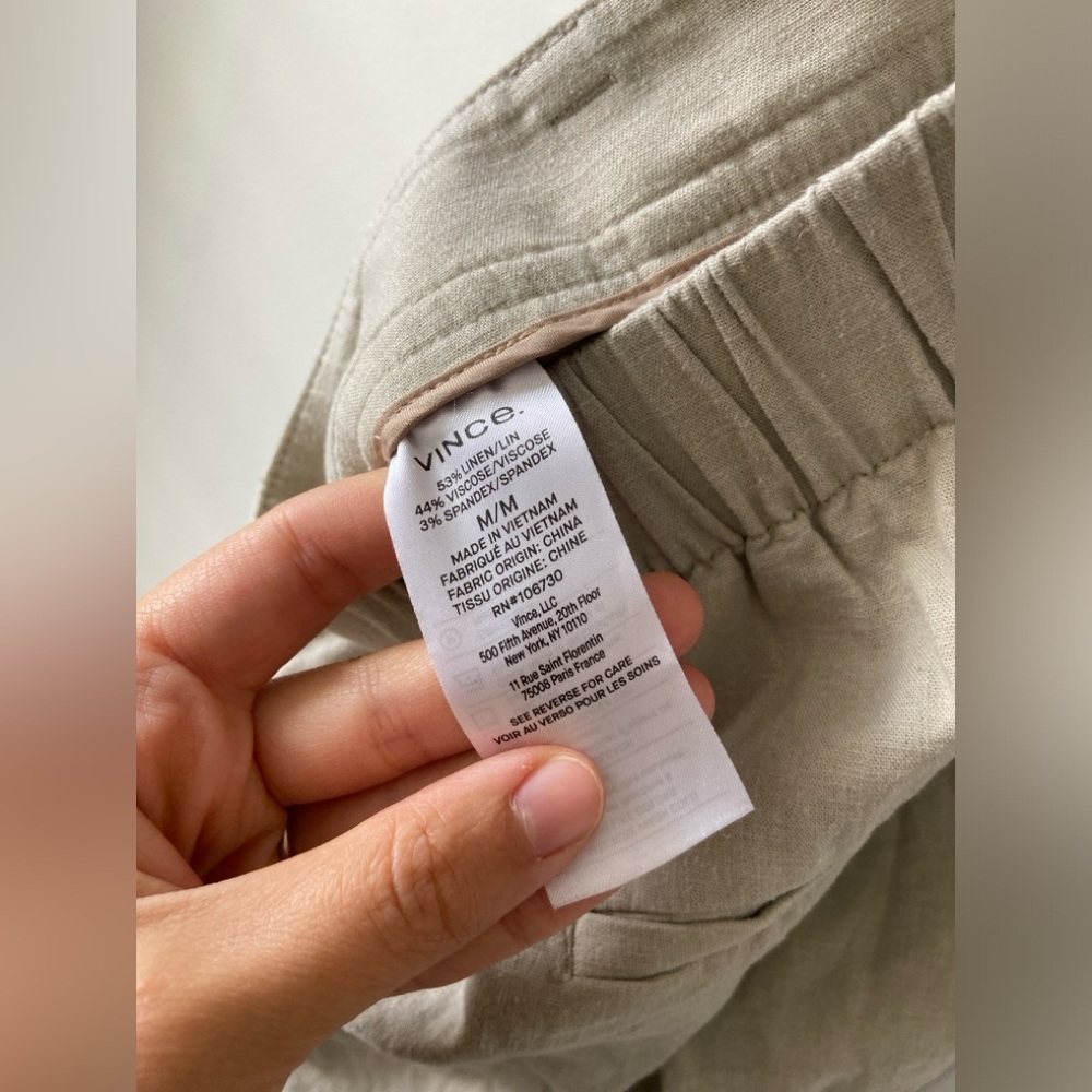 Vince pleat front pull on linen blend pants size M - Picture 6 of 6